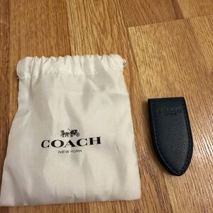 Coach Navy Leather Money Clip with Bag
